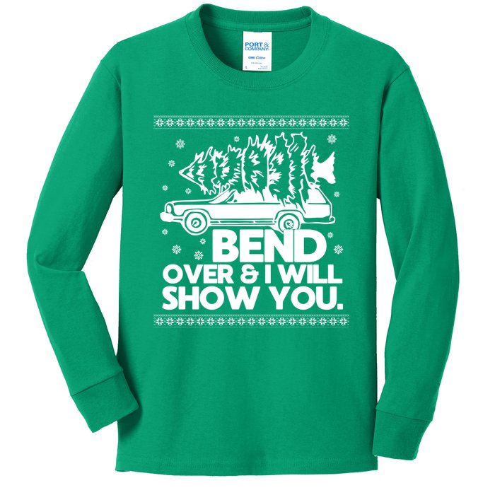 Bend Over And ILl Show You Christmas Couple Matching Family Kids Long Sleeve Shirt