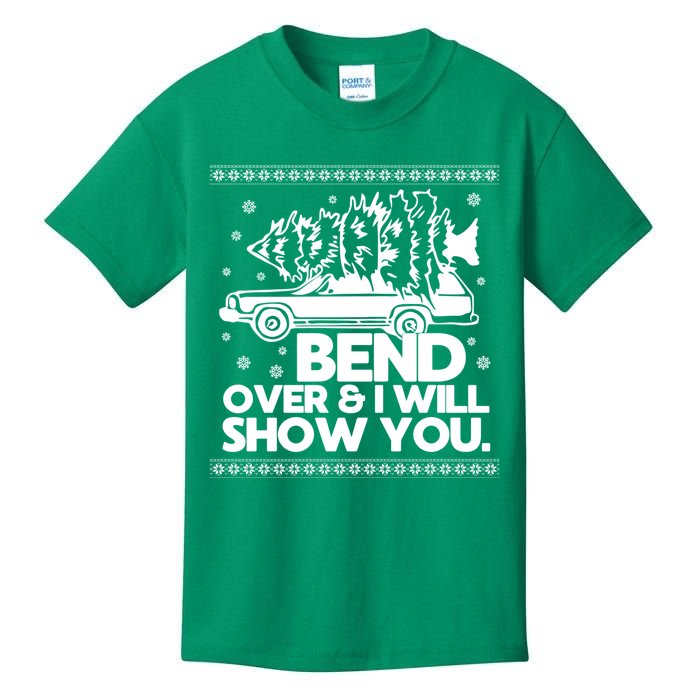 Bend Over And ILl Show You Christmas Couple Matching Family Kids T-Shirt