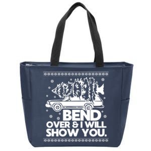 Bend Over And ILl Show You Christmas Couple Matching Family Zip Tote Bag