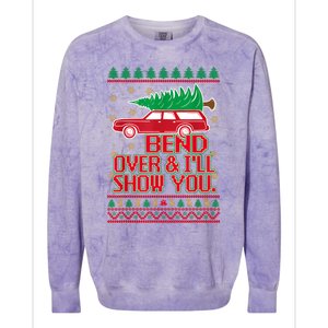 Bend Over And ILl Show You Christmas Couple Matching Family Colorblast Crewneck Sweatshirt