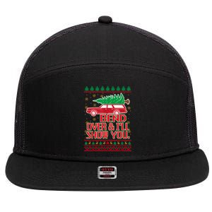 Bend Over And ILl Show You Christmas Couple Matching Family 7 Panel Mesh Trucker Snapback Hat