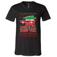 Bend Over And ILl Show You Christmas Couple Matching Family V-Neck T-Shirt