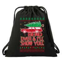 Bend Over And ILl Show You Christmas Couple Matching Family Drawstring Bag