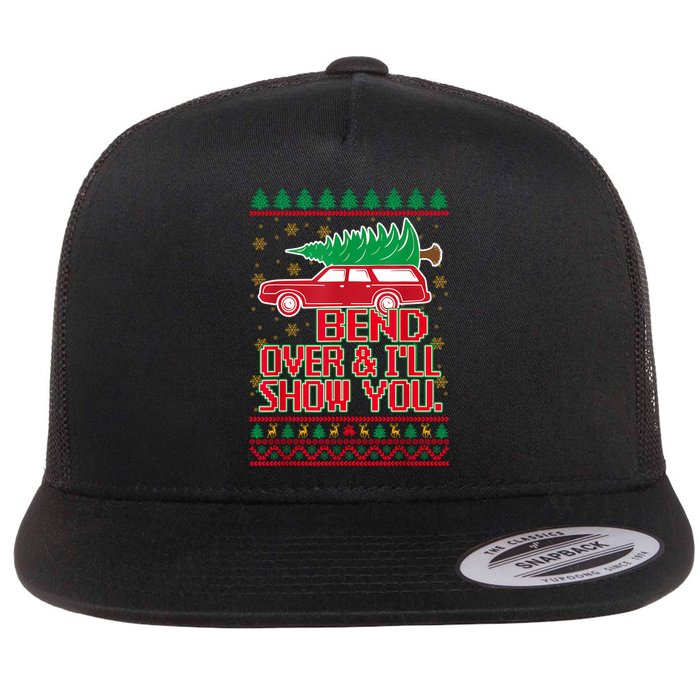 Bend Over And ILl Show You Christmas Couple Matching Family Flat Bill Trucker Hat