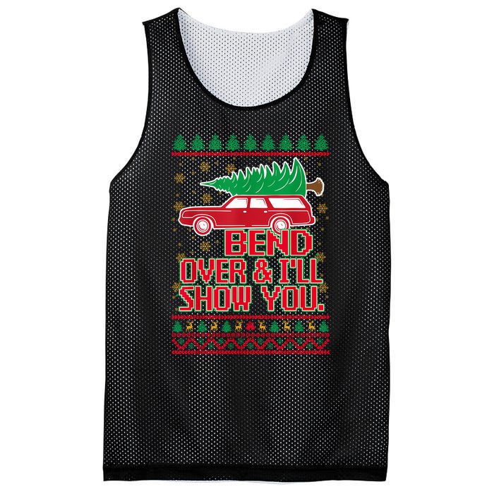 Bend Over And ILl Show You Christmas Couple Matching Family Mesh Reversible Basketball Jersey Tank