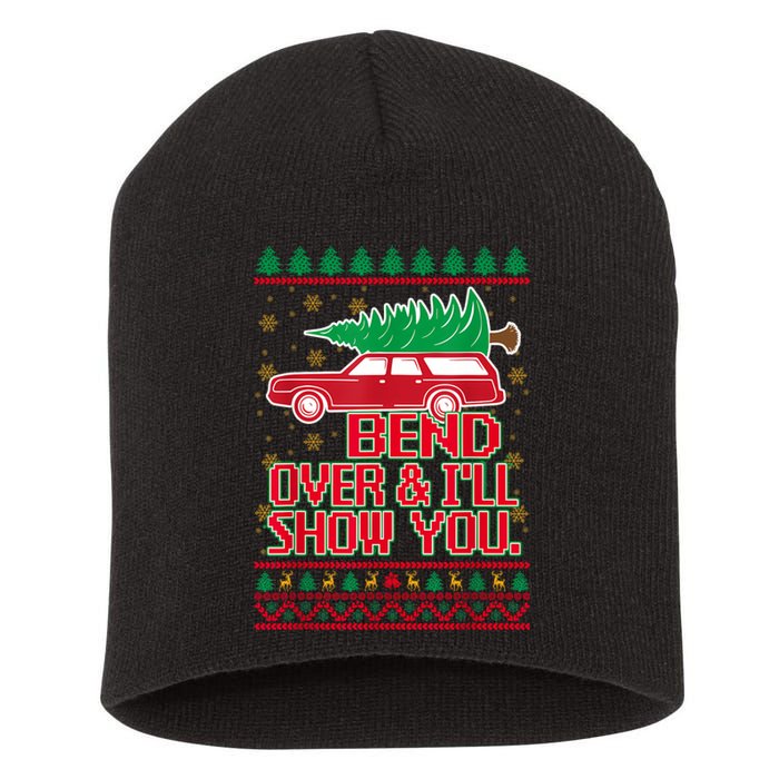 Bend Over And ILl Show You Christmas Couple Matching Family Short Acrylic Beanie