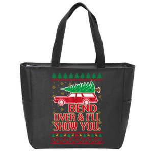 Bend Over And ILl Show You Christmas Couple Matching Family Zip Tote Bag