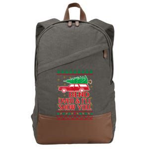 Bend Over And ILl Show You Christmas Couple Matching Family Cotton Canvas Backpack