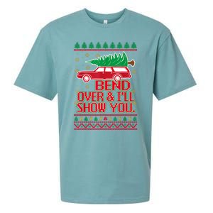 Bend Over And ILl Show You Christmas Couple Matching Family Sueded Cloud Jersey T-Shirt