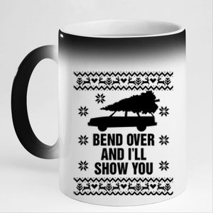 Bend Over And ILl Show You Christmas Couple Matching Family 11oz Black Color Changing Mug