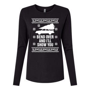 Bend Over And ILl Show You Christmas Couple Matching Family Womens Cotton Relaxed Long Sleeve T-Shirt