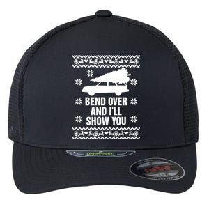 Bend Over And ILl Show You Christmas Couple Matching Family Flexfit Unipanel Trucker Cap