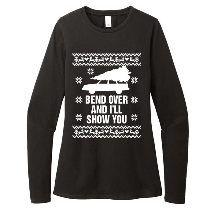 Bend Over And ILl Show You Christmas Couple Matching Family Womens CVC Long Sleeve Shirt