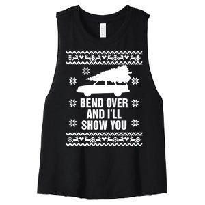 Bend Over And ILl Show You Christmas Couple Matching Family Women's Racerback Cropped Tank