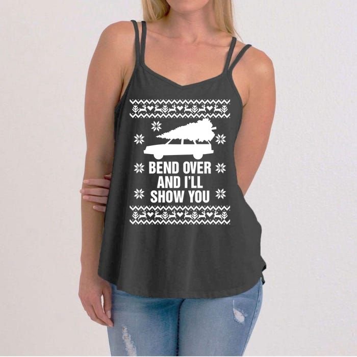 Bend Over And ILl Show You Christmas Couple Matching Family Women's Strappy Tank