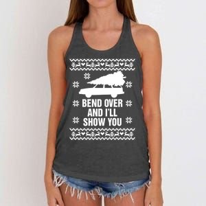 Bend Over And ILl Show You Christmas Couple Matching Family Women's Knotted Racerback Tank