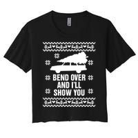 Bend Over And ILl Show You Christmas Couple Matching Family Women's Crop Top Tee