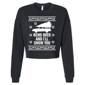 Bend Over And ILl Show You Christmas Couple Matching Family Cropped Pullover Crew