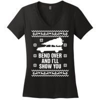 Bend Over And ILl Show You Christmas Couple Matching Family Women's V-Neck T-Shirt