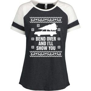 Bend Over And ILl Show You Christmas Couple Matching Family Enza Ladies Jersey Colorblock Tee