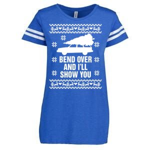 Bend Over And ILl Show You Christmas Couple Matching Family Enza Ladies Jersey Football T-Shirt