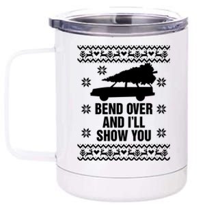 Bend Over And ILl Show You Christmas Couple Matching Family 12 oz Stainless Steel Tumbler Cup