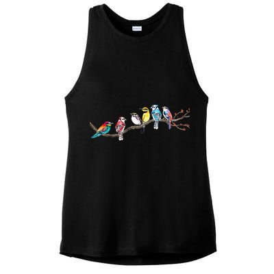 Birds On A Branch Birding Bird Watching Bird Watcher Ladies PosiCharge Tri-Blend Wicking Tank