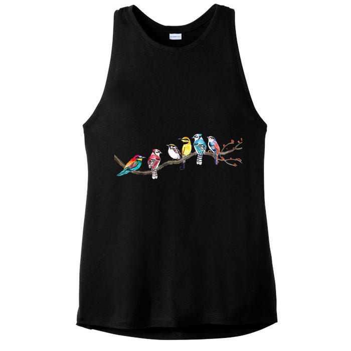 Birds On A Branch Birding Bird Watching Bird Watcher Ladies PosiCharge Tri-Blend Wicking Tank
