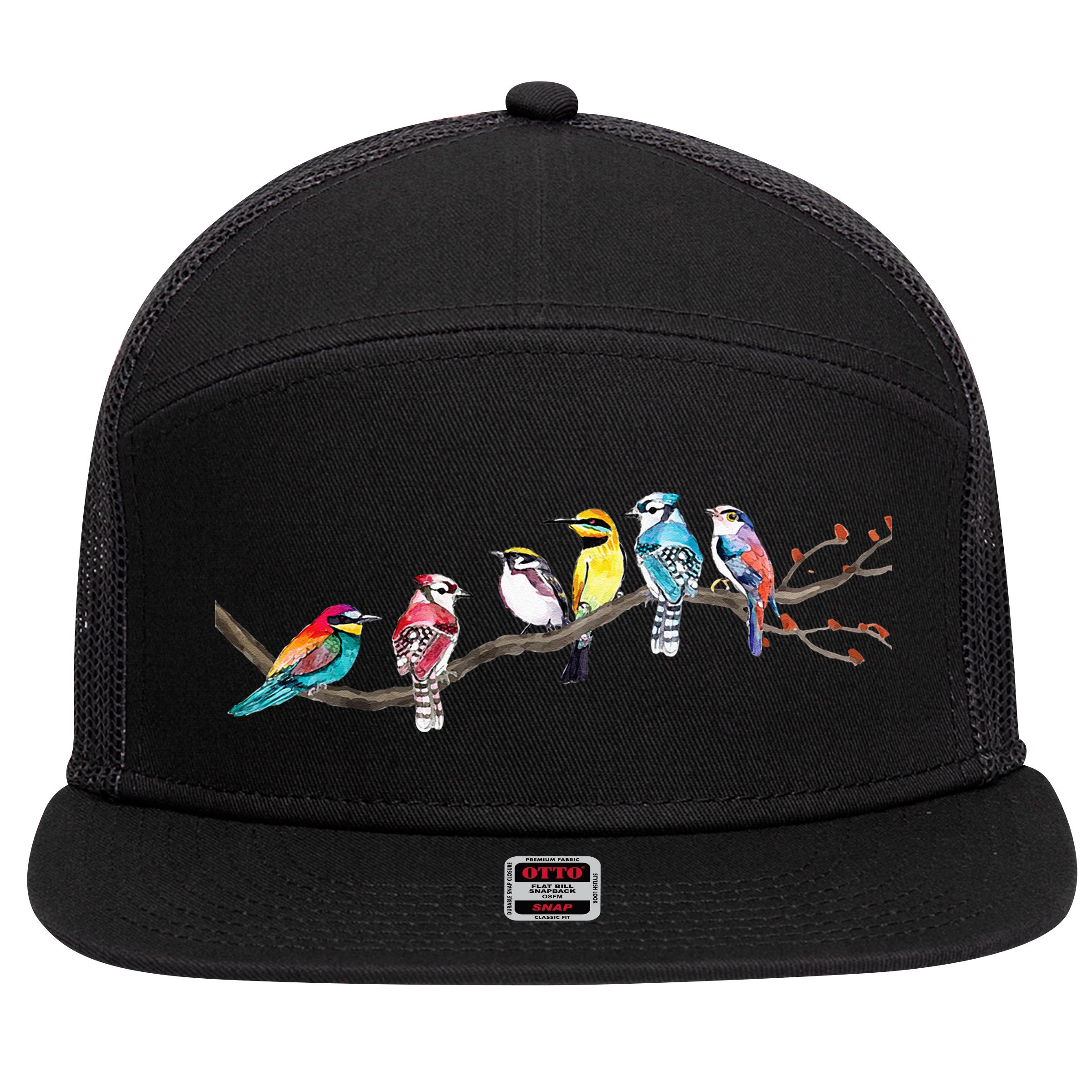 Birds On A Branch Birding Bird Watching Bird Watcher 7 Panel Mesh Trucker Snapback Hat