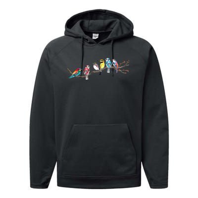 Birds On A Branch Birding Bird Watching Bird Watcher Performance Fleece Hoodie