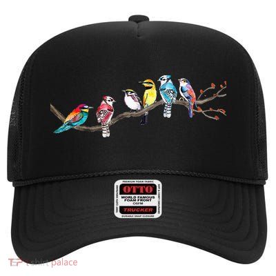 Birds On A Branch Birding Bird Watching Bird Watcher High Crown Mesh Back Trucker Hat