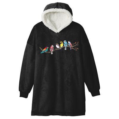 Birds On A Branch Birding Bird Watching Bird Watcher Hooded Wearable Blanket