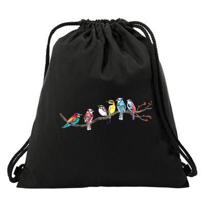 Birds On A Branch Birding Bird Watching Bird Watcher Drawstring Bag