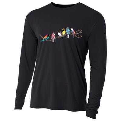 Birds On A Branch Birding Bird Watching Bird Watcher Cooling Performance Long Sleeve Crew