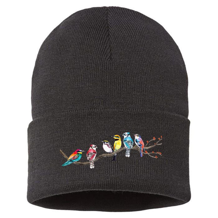 Birds On A Branch Birding Bird Watching Bird Watcher Sustainable Knit Beanie