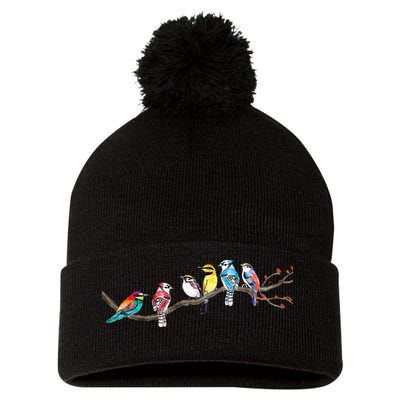 Birds On A Branch Birding Bird Watching Bird Watcher Pom Pom 12in Knit Beanie