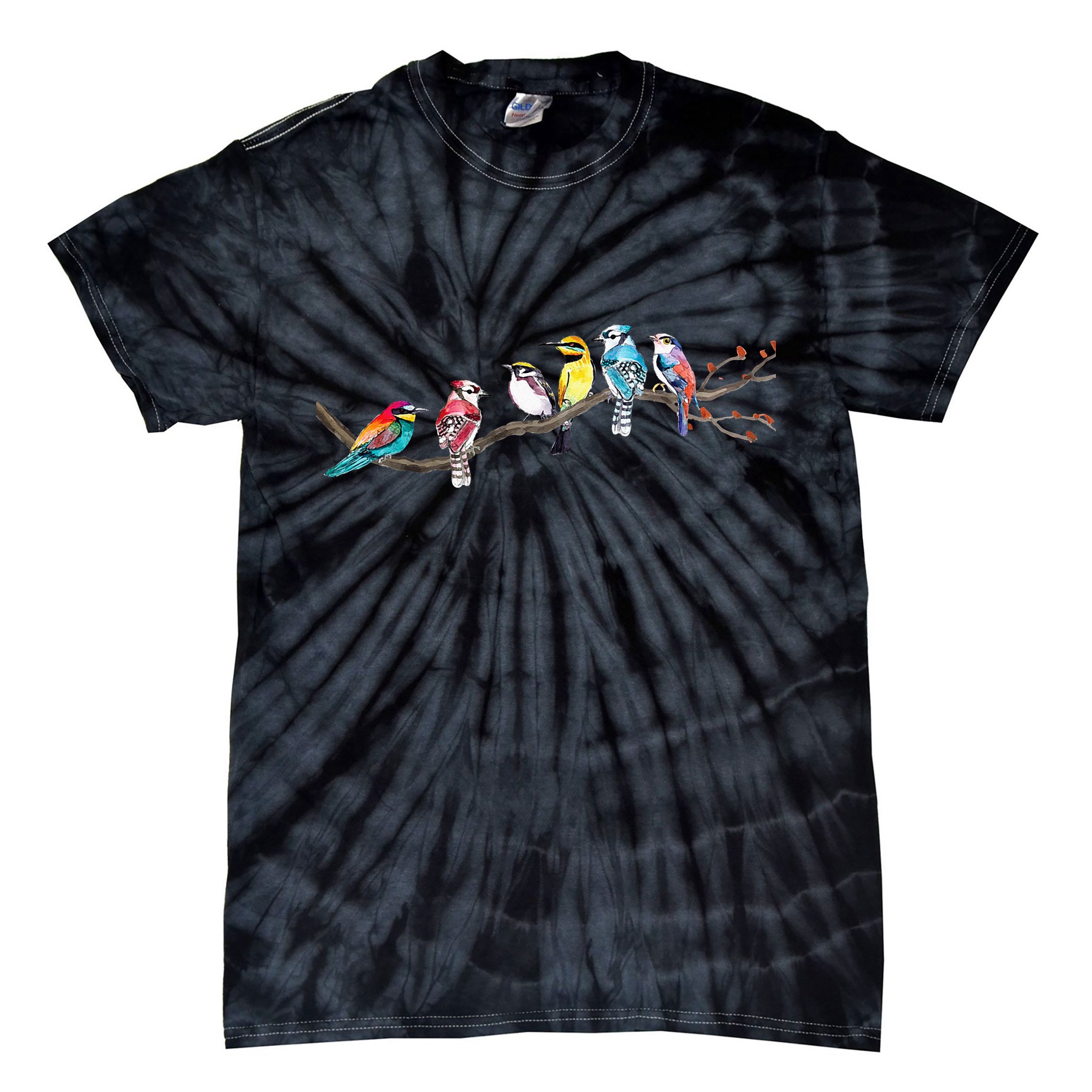 Birds On A Branch Birding Bird Watching Bird Watcher Tie-Dye T-Shirt