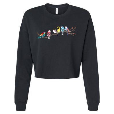 Birds On A Branch Birding Bird Watching Bird Watcher Cropped Pullover Crew