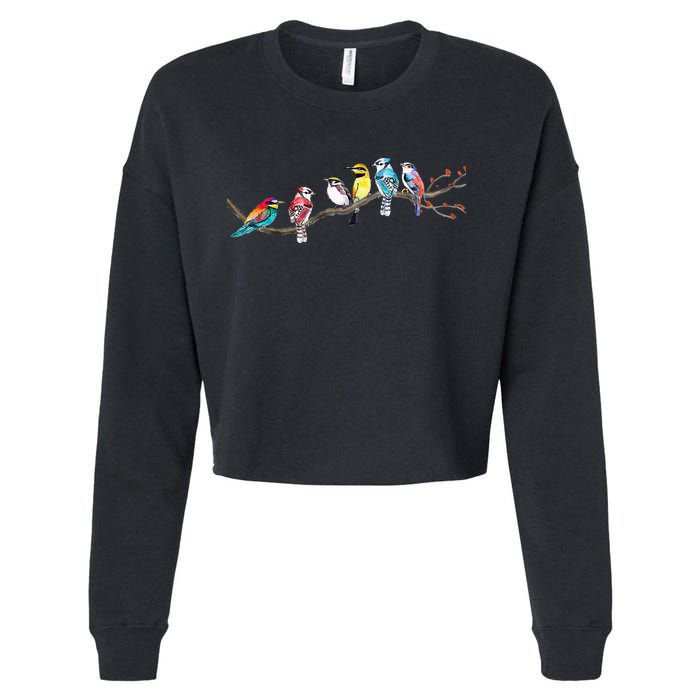 Birds On A Branch Birding Bird Watching Bird Watcher Cropped Pullover Crew
