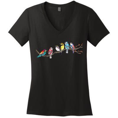 Birds On A Branch Birding Bird Watching Bird Watcher Women's V-Neck T-Shirt