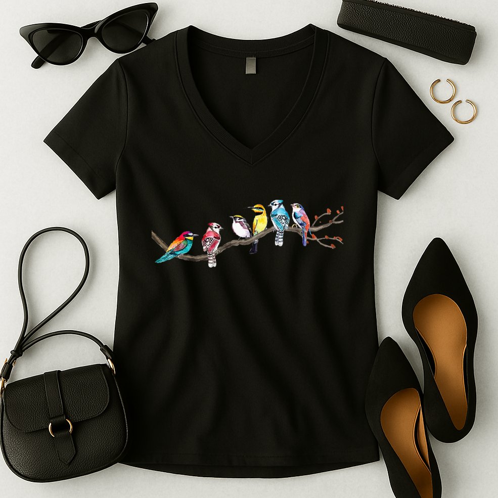 Birds On A Branch Birding Bird Watching Bird Watcher Women's V-Neck T-Shirt