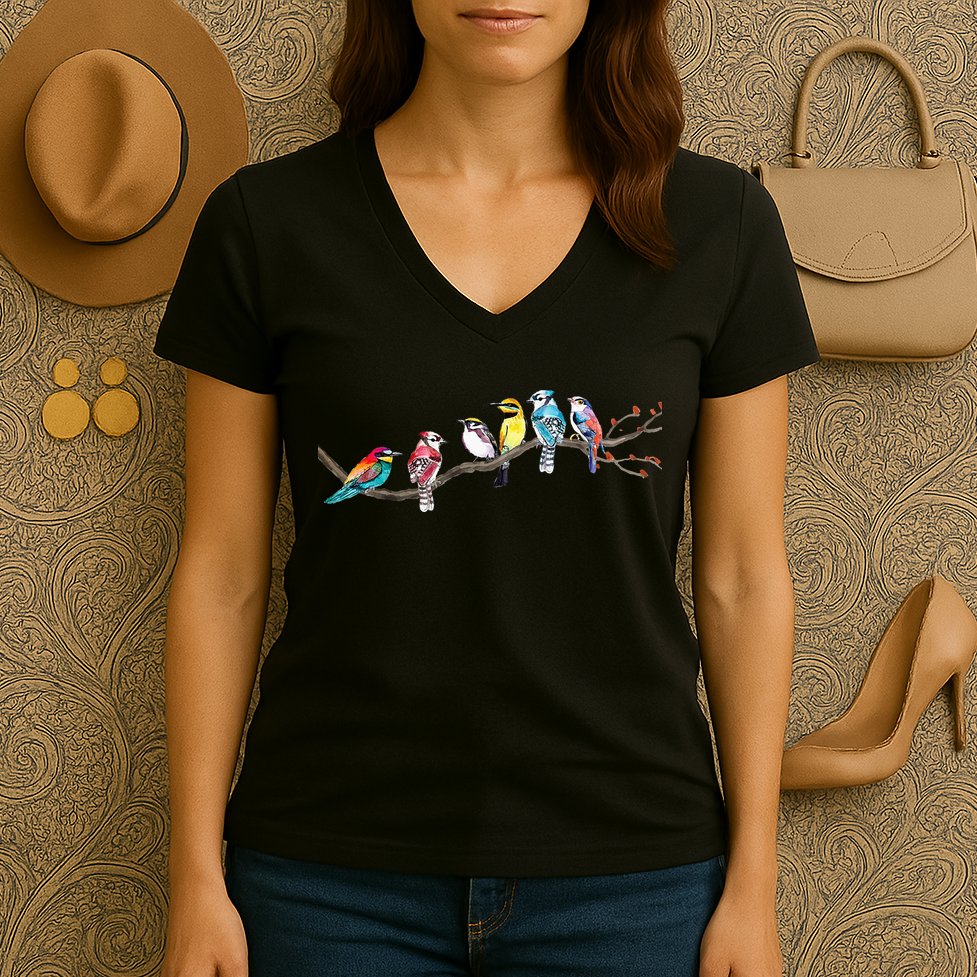 Birds On A Branch Birding Bird Watching Bird Watcher Women's V-Neck T-Shirt
