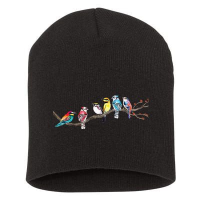 Birds On A Branch Birding Bird Watching Bird Watcher Short Acrylic Beanie