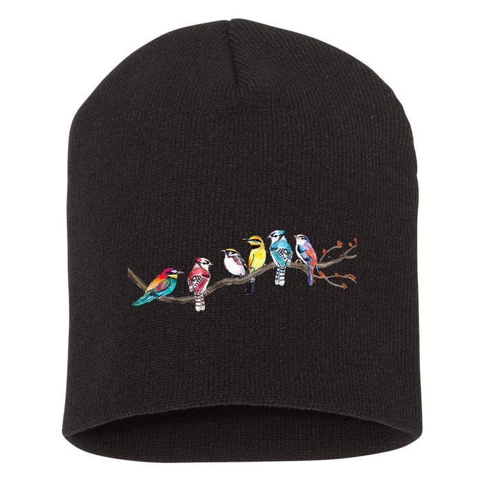 Birds On A Branch Birding Bird Watching Bird Watcher Short Acrylic Beanie