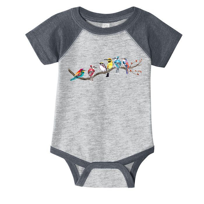 Birds On A Branch Birding Bird Watching Bird Watcher Infant Baby Jersey Bodysuit