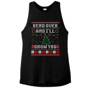 Bend Over And I'll Show You Christmas Tree Ugly Sweater Ladies PosiCharge Tri-Blend Wicking Tank