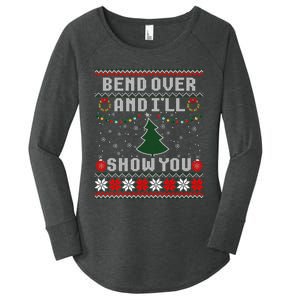 Bend Over And I'll Show You Christmas Tree Ugly Sweater Women's Perfect Tri Tunic Long Sleeve Shirt