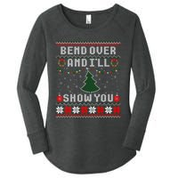 Bend Over And I'll Show You Christmas Tree Ugly Sweater Women's Perfect Tri Tunic Long Sleeve Shirt