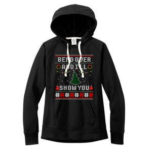 Bend Over And I'll Show You Christmas Tree Ugly Sweater Women's Fleece Hoodie