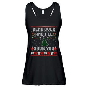 Bend Over And I'll Show You Christmas Tree Ugly Sweater Ladies Essential Flowy Tank